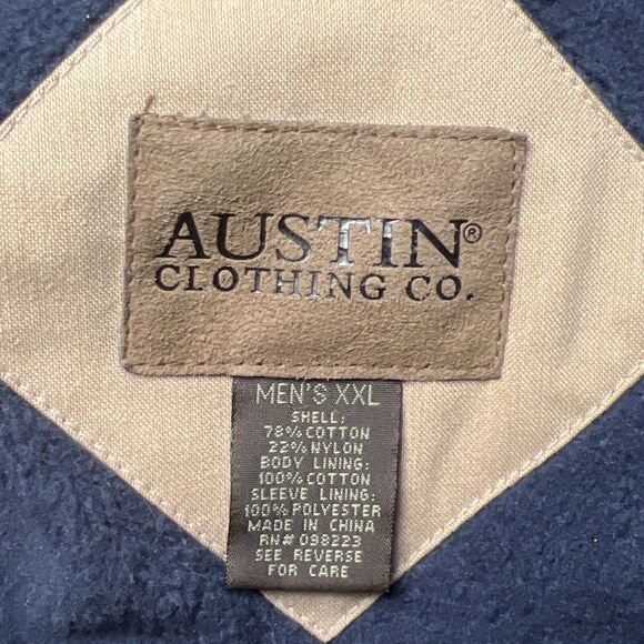 Austin Clothing Company Tan Barn Jacket Navy Fleece and Quilted Lining Men’s XXL - Picture 6 of 7